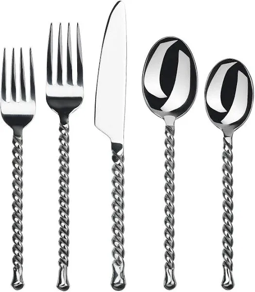 Gourmet Settings 20-Piece Silverware Silver Tear Collection Polished Stainless Steel Flatware Sets, Service for 4