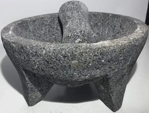 Made in Mexico Genuine Mexican Manual Guacamole Salsa Maker Volcanic Lava Rock Stone Molcajete/Tejolote Mortar and Pestle Herbs Spices Grains