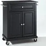 Crosley Solid Black Granite Top Portable Kitchen Cart - Black