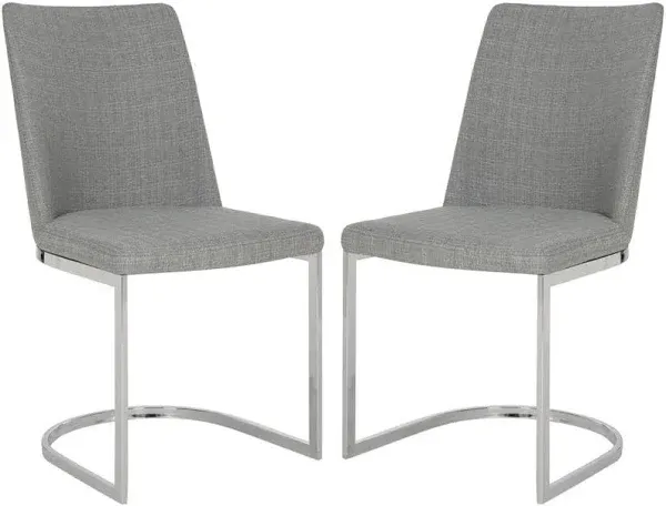 Safavieh Parkston Linen Side Chair Grey and Chrome