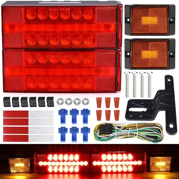 Linkitom New Submersible LED Trailer Light Kit, Super Bright Fully Waterproof Tail Lights, Combined Stop,Tail Lights,Turn and License Lights