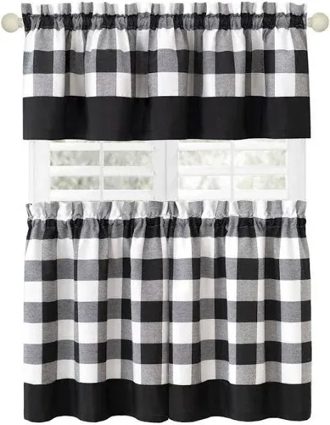 Achim Hunter Rod Pocket Window Curtain Tier & Valance Set