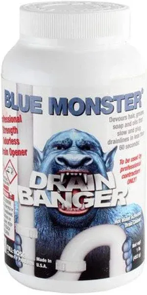 BLUE MONSTER Drain Banger 1 Lb. Flakes Drain Opener & Cleaner