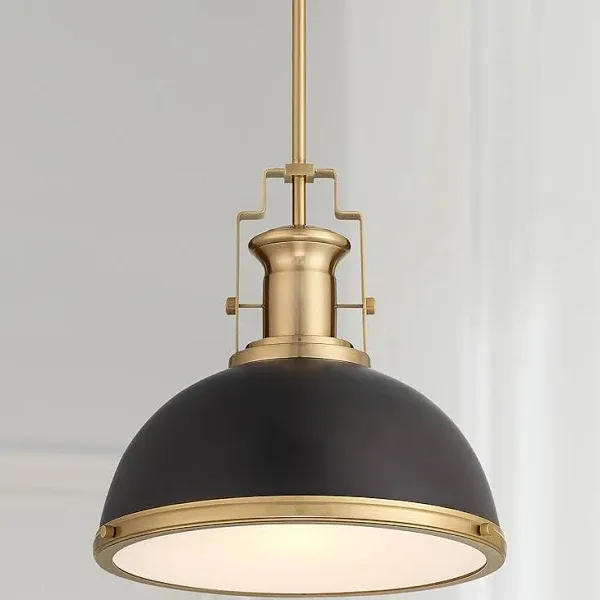 Possini Euro Design Posey Soft Gold Hanging Pendant Lighting 13" Wide Modern Black Dome Shade Fixture for Dining Room House Home Foyer Kitchen