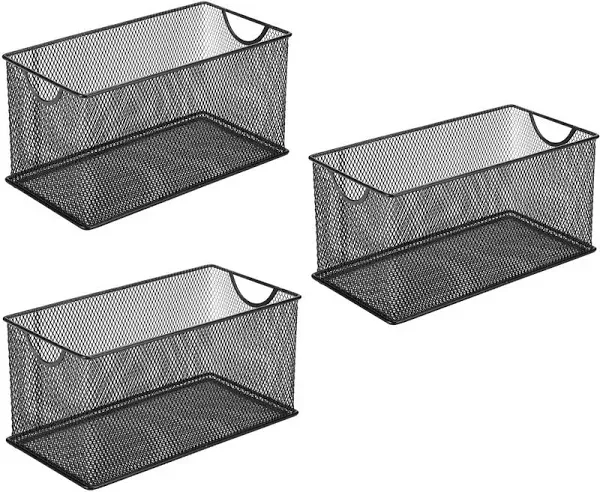 GoldOrcle Set of 3 Household Wire Mesh Metal Steel Storage Basket Organizer