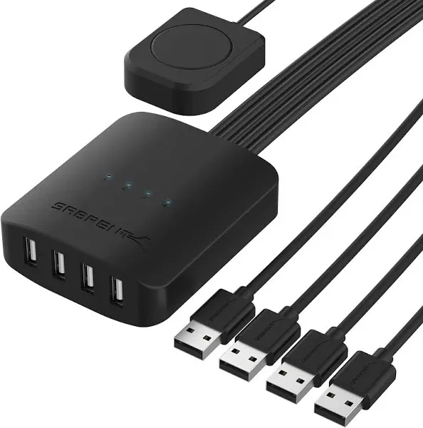 Sabrent USB 2.0 Sharing Switch up to 4 Computers and Peripherals LED Device Indicators USB-USS4