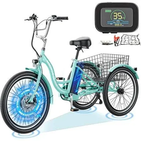 MOONCOOL Adult 24" Electric Trike Tricycle 350W 10AH 36V Lithium Battery Basket  | eBay