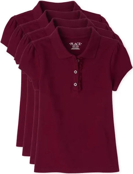 The Children's Place Girls Short Sleeve Ruffle Pique Polo Multipack