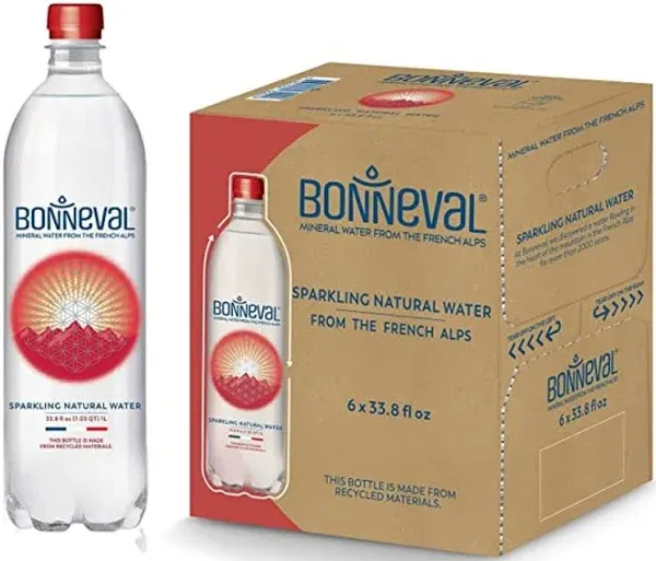 Bonneval Natural Spring Water Mineral Water from The French Alps Recycled Water Bottles 24 Pack