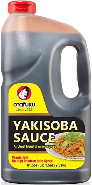 Otafuku Yakisoba Sauce for Japanese Stir Fry Noodles, Vegan Yakisoba Sauce Authentic Umami Flavor - No Artificial Flavors, Colors or Preservatives, Restaurant Size (81.5 Oz) 1/2 Gallon