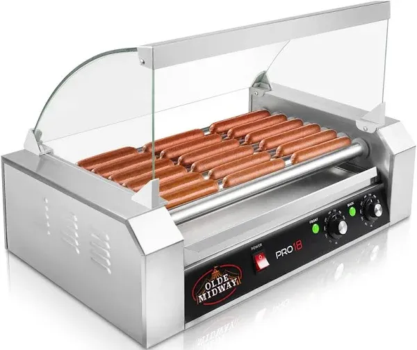 Olde Midway Commercial Electric Hot Dog 7 Roller Grill Cooker Machine