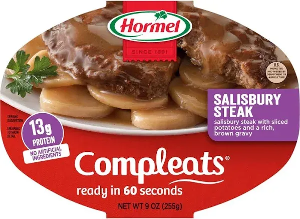 HORMEL COMPLEATS Salisbury Steak Microwave Tray, 9 oz. (6 Pack)