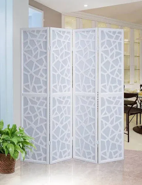 Roundhill Furniture Giyano 4 Panel Screen Room Divider