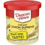 Duncan Hines Creamy Lemon Supreme Frosting, 8-16 OZ Cans