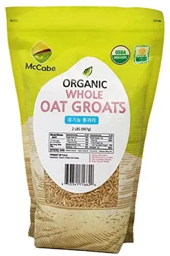 McCabe Organic Whole Oats Groats - Whole Grain Oats 2Lbs | Organic Raw Oats Groats | USDA and CCOF Certified | Product of USA