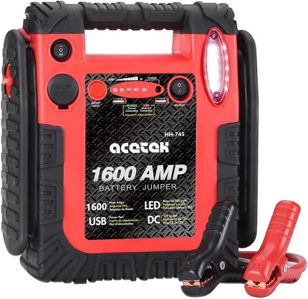 1600 Amp Car Jump Starter Portable Battery Charger, 20000 mAh Emergency Supply P