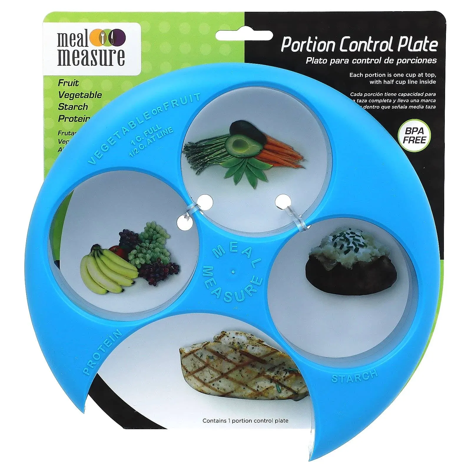 Flents, Meal Measure, Portion Control Plate, Blue, 1 Count