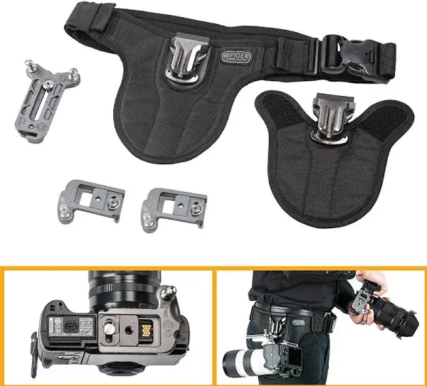 SPIDER HOLSTER – SpiderPro Mirrorless Single Camera System v2 for Carrying ONE Professional Camera and Heavy Gear Featuring Belt with Built-In Self-Locking Camera Holster for Quick-Draw Camera Access