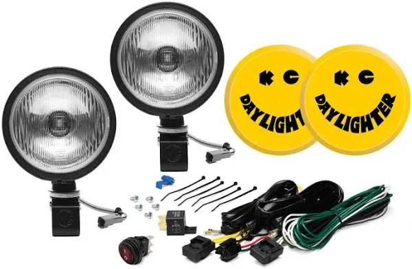 KC HiLiTES Daylighter 6in. Halogen Light 100w Spread Beam (Pair Pack System) - Black SS