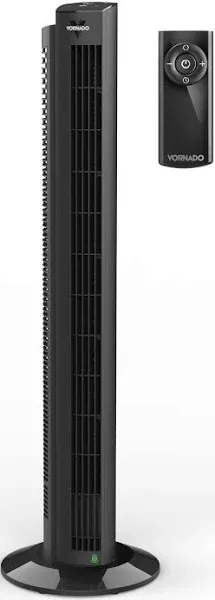 42 In. 5-Speed Tower Fan in Black with Remote Control, Oscillation, and Timer