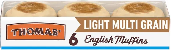 Thomas' Light Multi-Grain English Muffins, 6 count, (2.0 oz each), English Muffins, 12 oz Tray