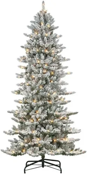 Puleo
6.5FT Pre-Lit Slim Flocked Royal Majestic Artificial Spruce Tree