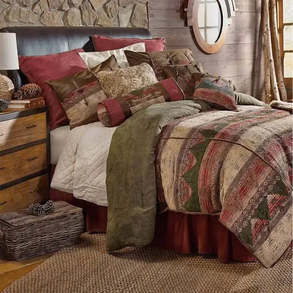 Paseo Road by HiEnd Accents Sierra Western Bedding 7 Piece Queen Comforter Set, Faux Suede Chenille Jacquard Southwestern Bedding, Rustic Comforter Set with Bed Skirt, Shams, Accent Pillows