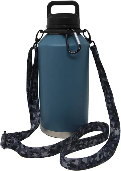 One MissionX Bottle Sling for YETI Rambler, Shoulder Strap Carrier for 64oz 46oz 36oz 26oz 18/12oz Water Bottles, Durable Accessories for Walking & Hiking (Black Camo, Rambler 12 18 26 36 46 64 oz)