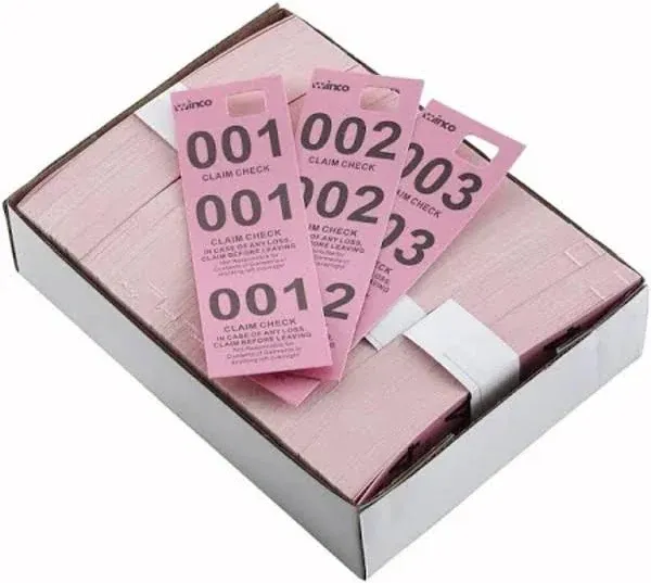 Winco CCK-5PK Pink Coat Check Tags