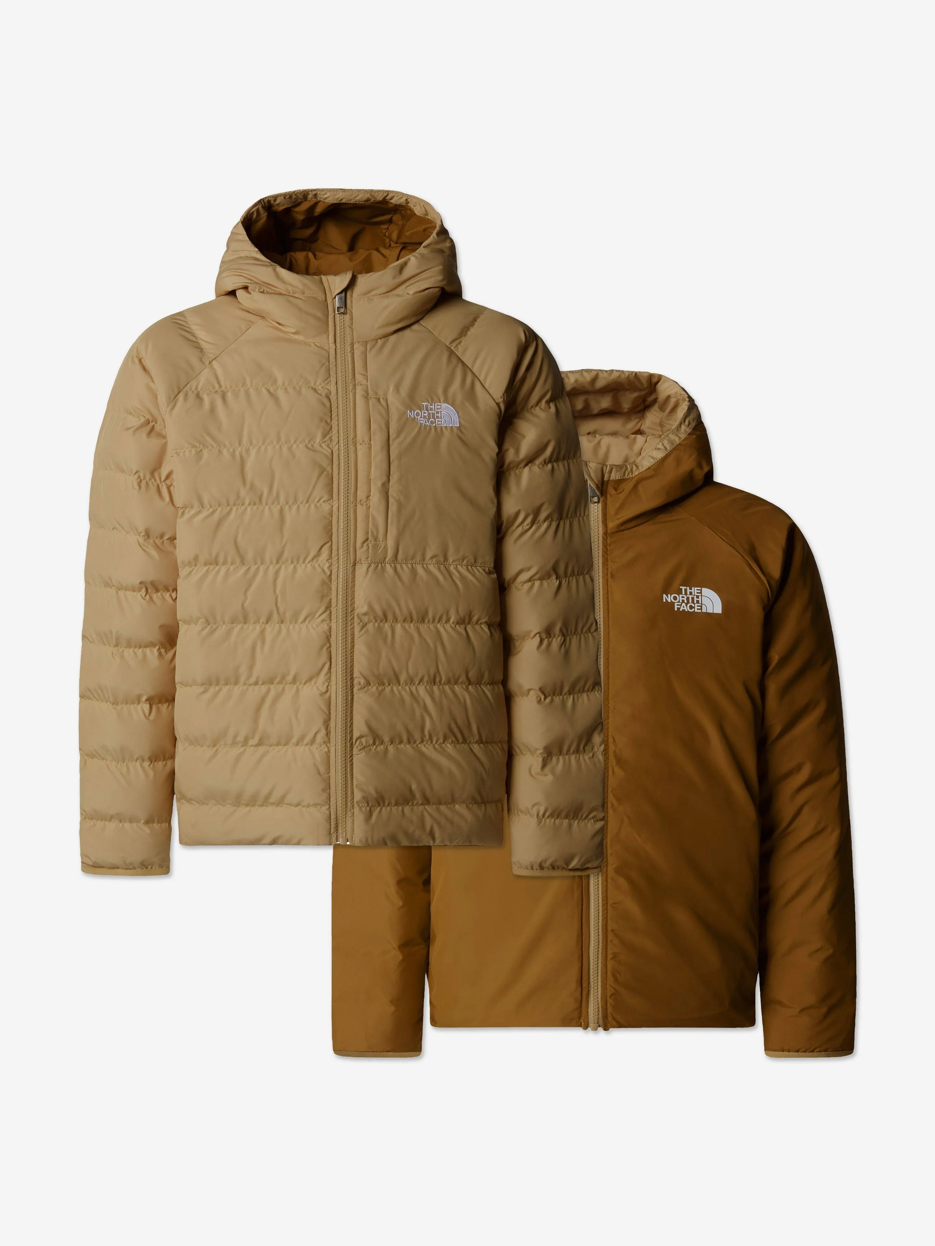 The North Face Reversible Perrito Hooded Jacket - Boys' Khaki Stone, M