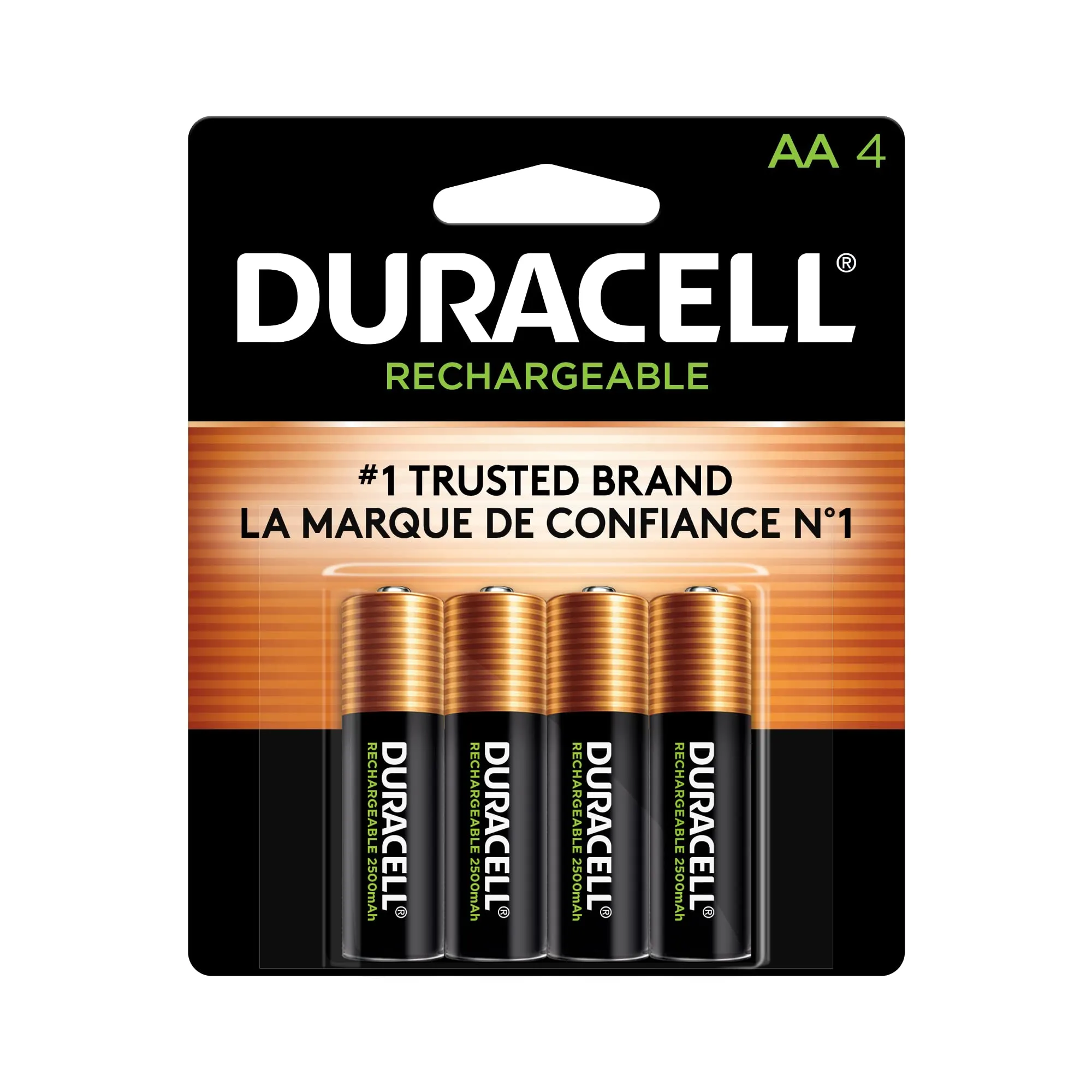 Duracell&#174; Rechargeable StayCharged NiMH Batteries, AA, 4/Pack ;