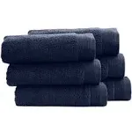 Super Soft Luxury Hand Towels - 6 Hand Towels Navy Blue 100% Cotton