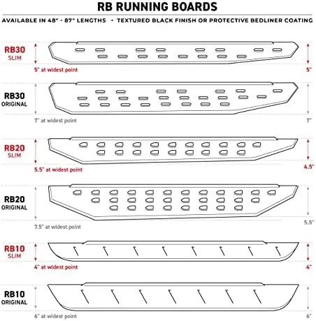 GO RHINO 69400057SPC RB20 Slim Line Running Boards - 57&#034; long - BOARDS ONLY for