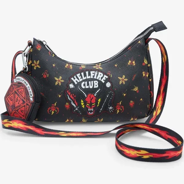 Loungefly Stranger Things Hellfire Club Icons Allover Print Crossbody Bag