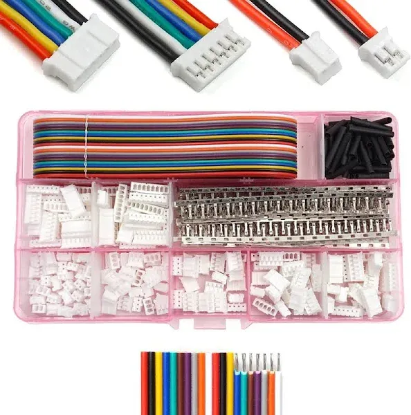 JST PH 2.0 Connectors Pin Header and Ribbon Cable Wire Kit 2.0mm Pitch JST PH - 2/3/4/5/6/7/8 Female Pin Male Housing