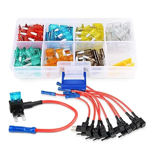 Nilight - 50034R 10 Pack 12V Car Add-A-Circuit Fuse Tap Adapter Mini Atm Apm Blade Fuse Holder with 120 PCS Mini Blade Fuse Assortment Kit (5, 7.5, 10, 15, 20, 25, 30) AMP for Cars,Trucks,Boats