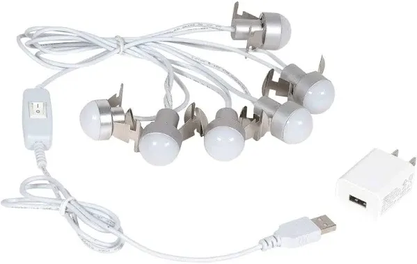 Department 56 6005528 Village Collection USB LED 6 Light Accessory Set, 108 Inch,Plastic, White