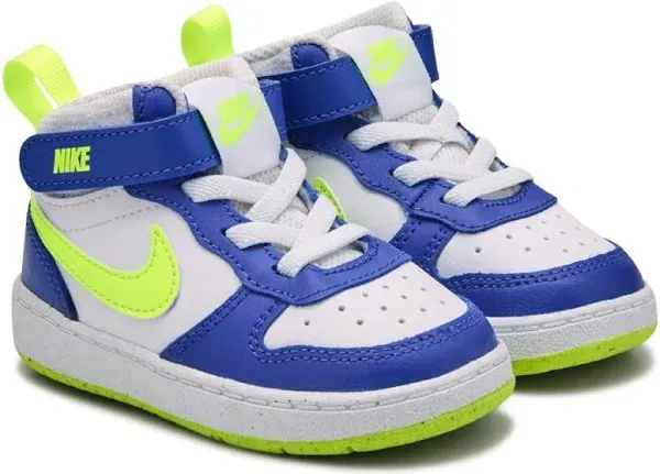 Boys' Nike Court Borough Mid 2 Sneakers in White/Blue Size 6 - Toddler