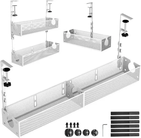 Multi-Model under Desk Cable Management 2 Pack Metal under Desk Wire Management 