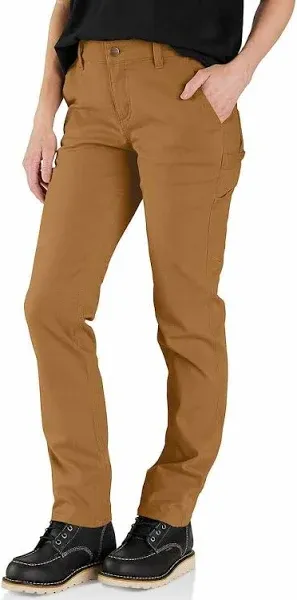 Carhartt Womens Rugged Flex Relaxed Fit Canvas Work Pant Sz 10 Regular Brown New