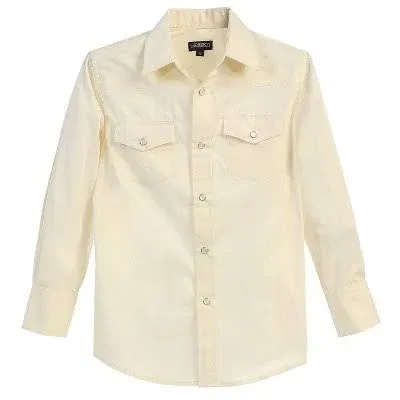 Gioberti Boys Casual Western Solid Long Sleeve Shirt With Pearl Snaps