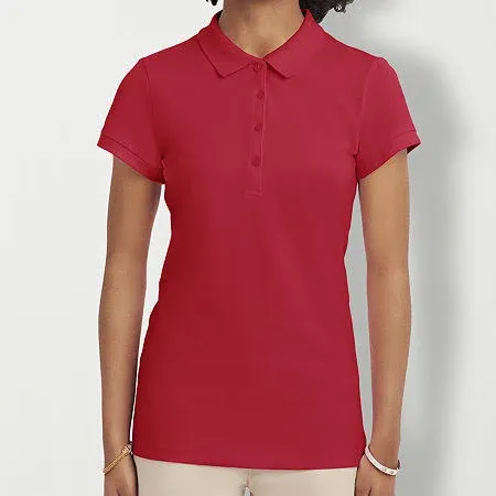 IZOD Girls Size XL (15) Burgundy Short Sleeve Uniform Stretch Polo 2 Pack NWT