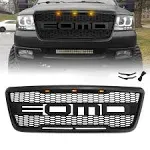 AMERICAN MODIFIED Front Grille Compatible with 2004-08 Ford F150, Mesh Replacement Grill w/LEDs, Matte Black