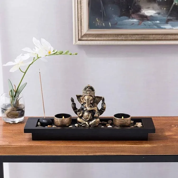 Ganesh Statue Incense Stick Burner Tray Candle Holders, Decorative Elephant