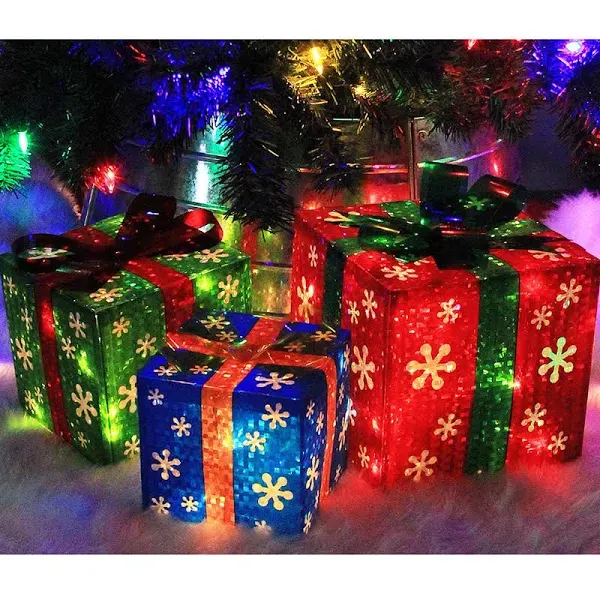 ATDAWN Set of 3 Lighted Gift Boxes