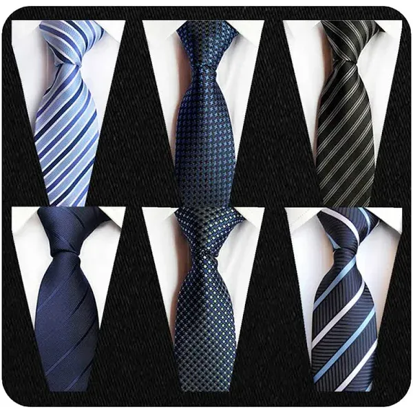 Adulove Men's Necktie Classic Silk Tie Woven Jacquard Neck Ties 6 PCS