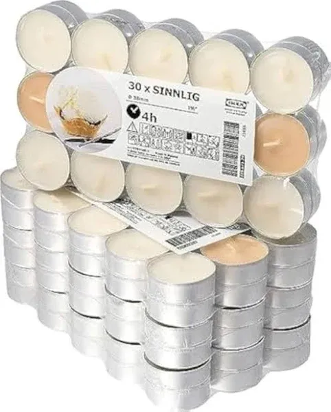 IKEA Home Decoration Sinnlig Scented Tealight, Vanilla Pleasure, Natural- 30 /Pack