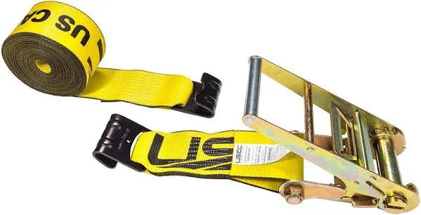 👀 NEW CARGO CONTROL 4&#034; x 30&#039; YELLOW RATCHET STRAP W/ FLAT HOOKS 8530FH