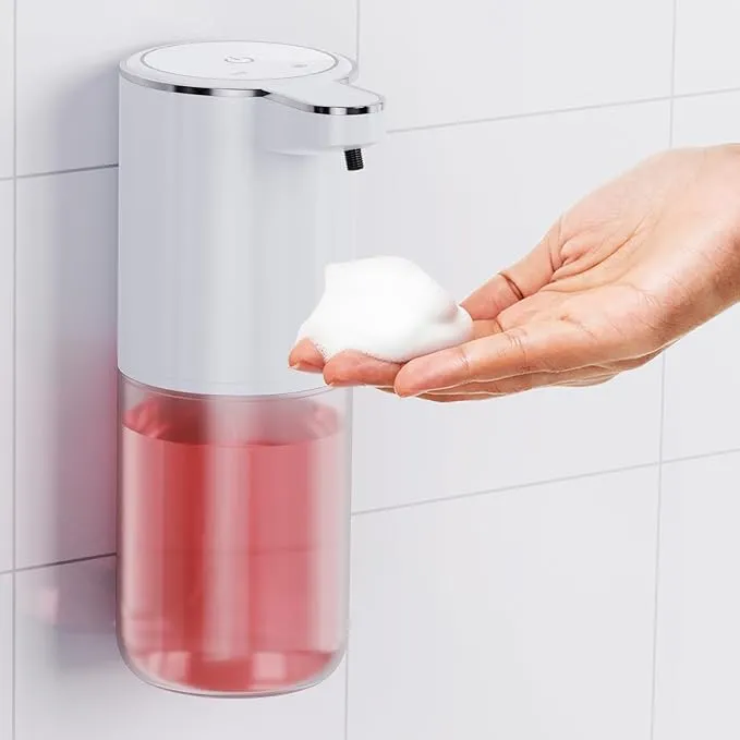 Automatic Foaming Soap Dispenser 13.5oz/380ml Foaming Hand Sanitizer Touchless Wall Mount with 4levels Adjustable Free Touch Electric Soap Dispenser Rechargeable with Sensor for Bathroom Kitchen