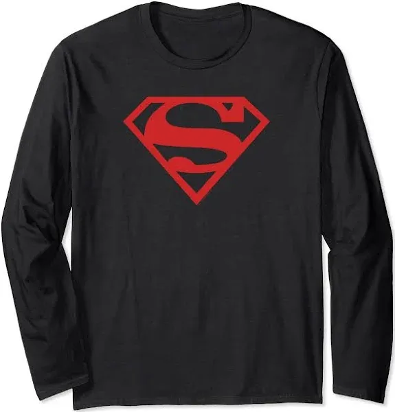 DC Comics Superman Red On Black Shield Long Sleeve Shirt